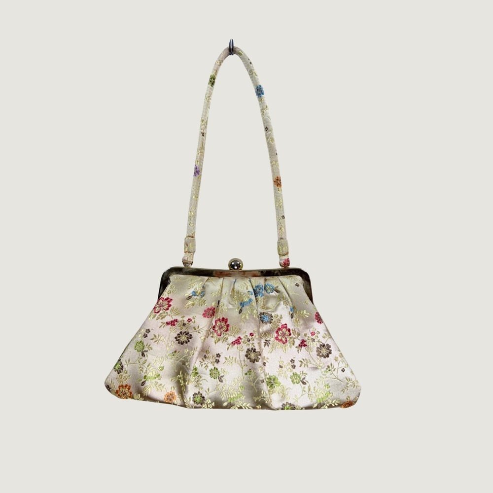Sasha New York Floral Satin Clutch Women Small Gold Exc Brocade Evening Bag
